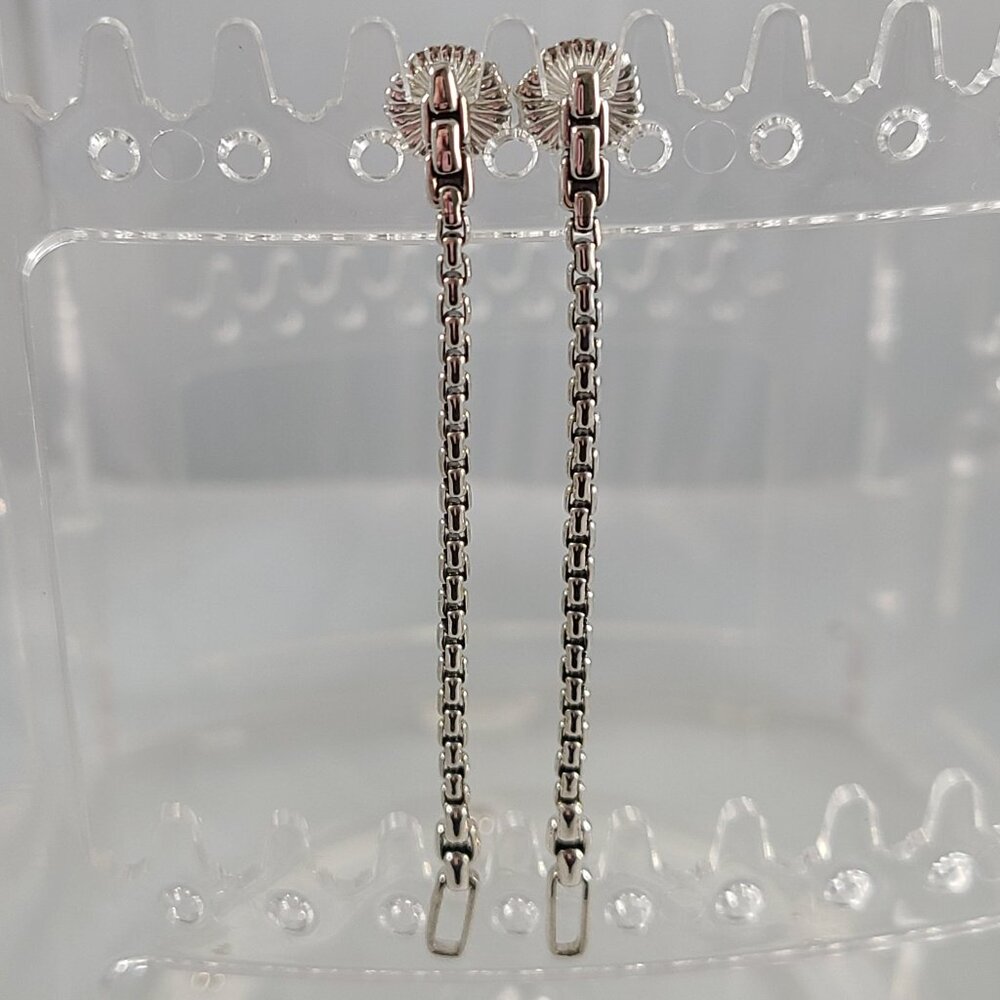 JAi John Hardy 925 Sterling Silver Earrings Dangle Elegant Box Chain